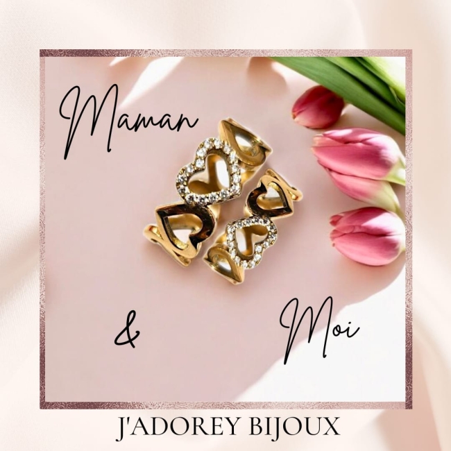Duo « Maman & Moi » — Or jaune 18k, diamants (maman) & zircones (enfant)