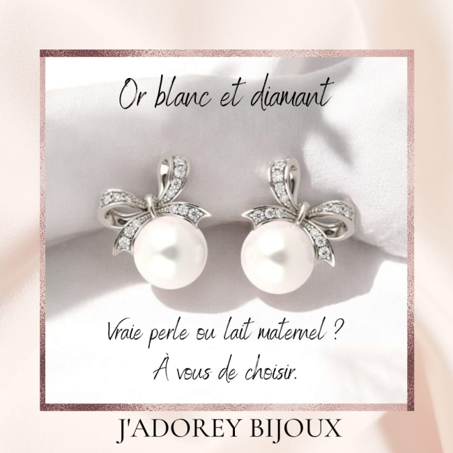 Boucles « Nœud & Perle de Lait » — Argent 925 & Zircon
