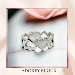 Bague « Cœur de Lait » — Argent 925 &amp; 16 zircones